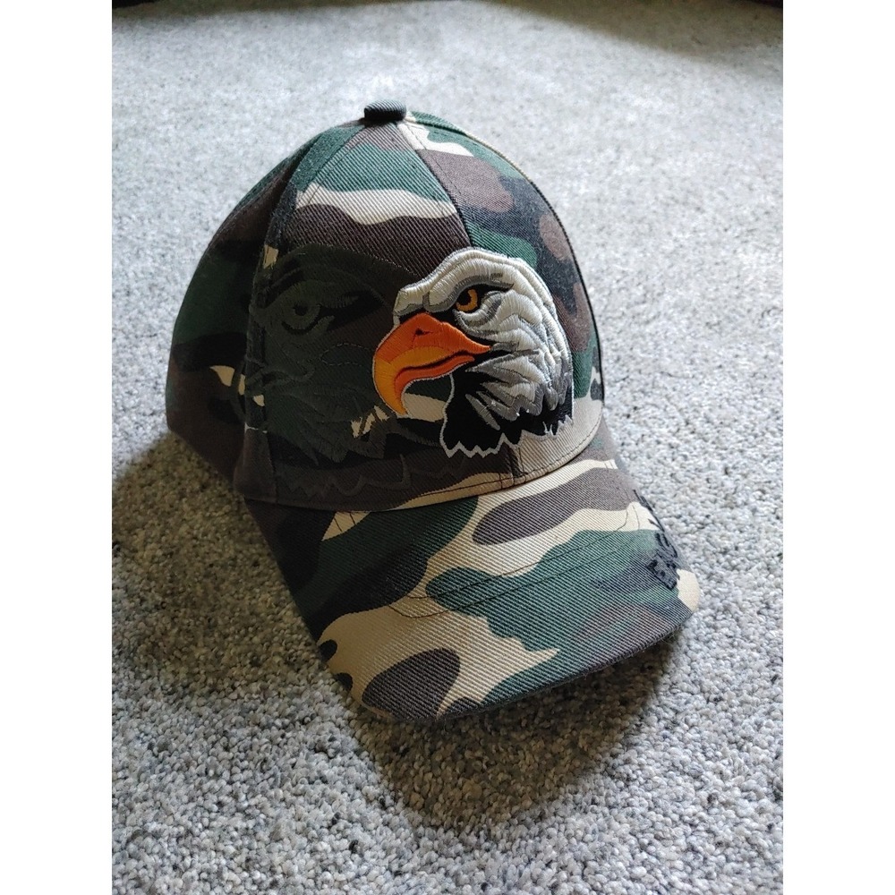 The Supreme Cap Vtg Embroidery Eagle On Camo Cap/Hat USA hard bill mens